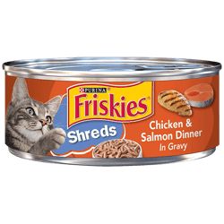 Comida para Gatos Pate Shreds sabor a Pollo y Salmón Friskies 156g