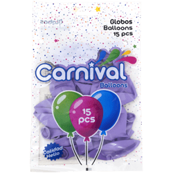Globo Carnival de Látex 12" Calidad Helio Púrpura 15 Piezas